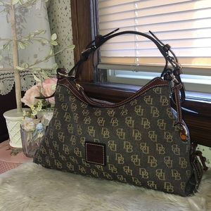 Super Cute Dooney Brown And Tan DB Logo Bag